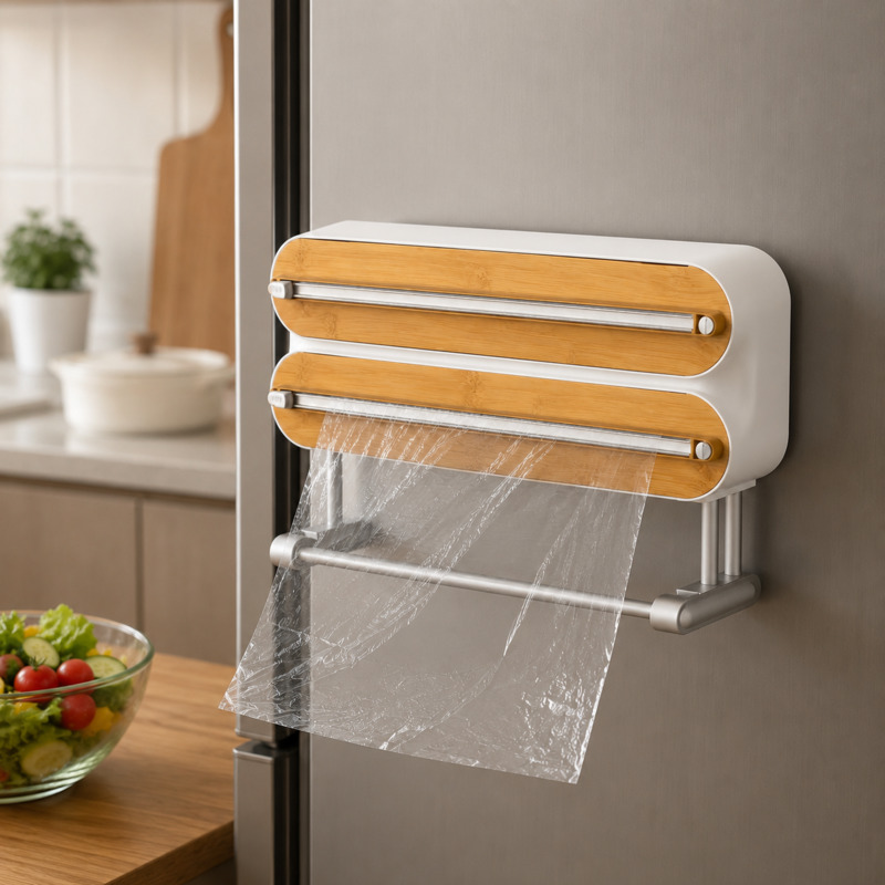Kitchen Baking Tray Organizer - Dispensador de Filme Plástico Magnético com