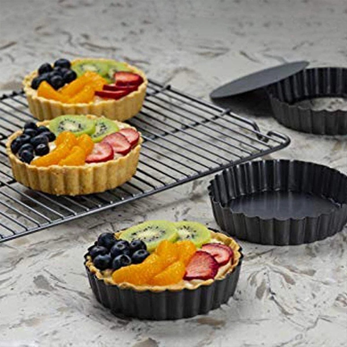Tart Pan Loose - 【A03R1】 4 Peças Formas Redondas Antiaderentes
