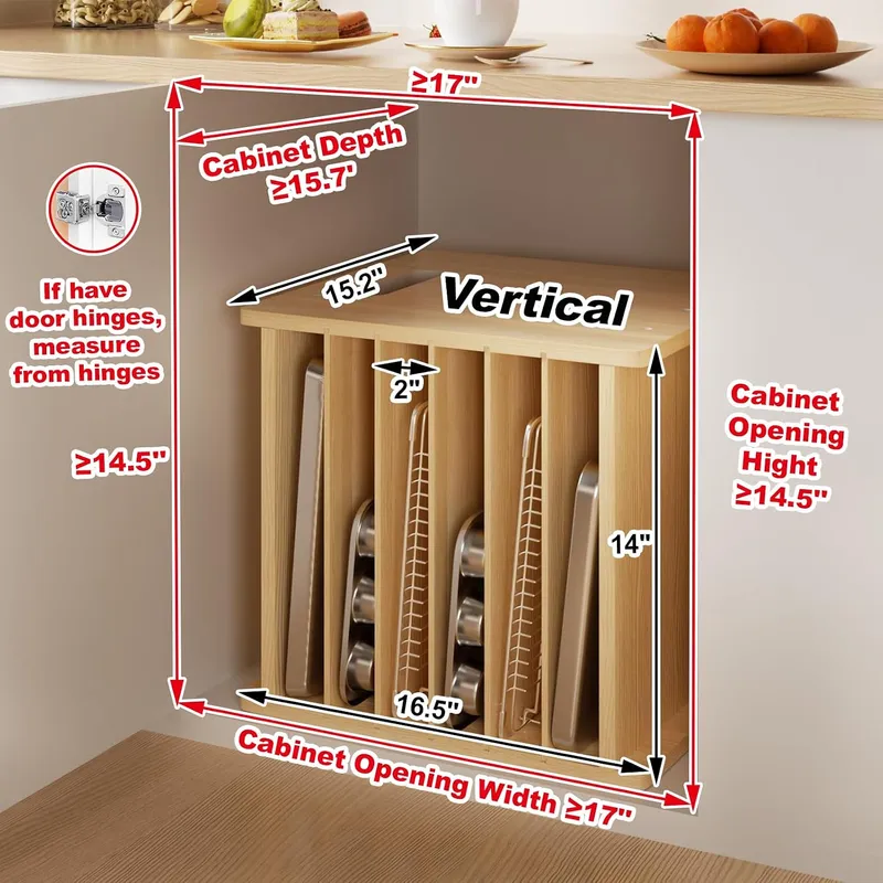 Divisórias de bandeja de madei - Kitchen Cabinet Baking Sheet Organizer avaliação e preço
