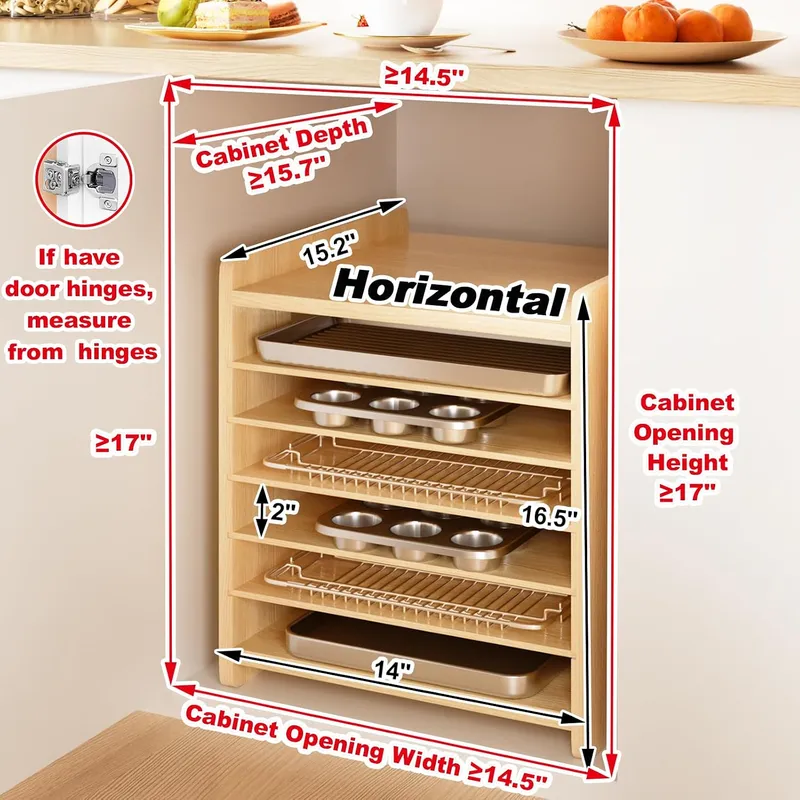 Divisórias de bandeja de madei - Kitchen Cabinet Baking Sheet Organizer avaliação e preço