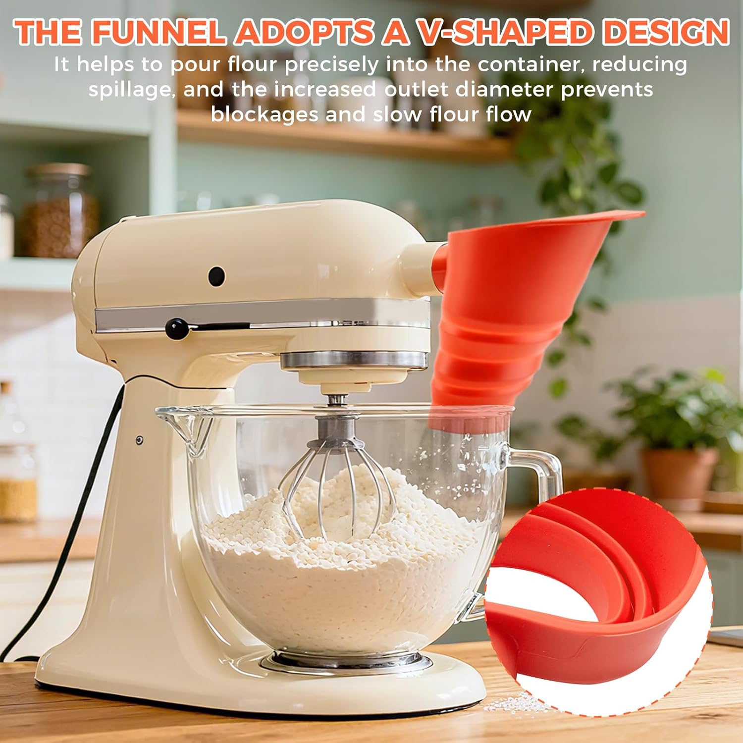 Funil de Silicone Grau Aliment - Kitchen Aid Baking Mixer avaliação e preço