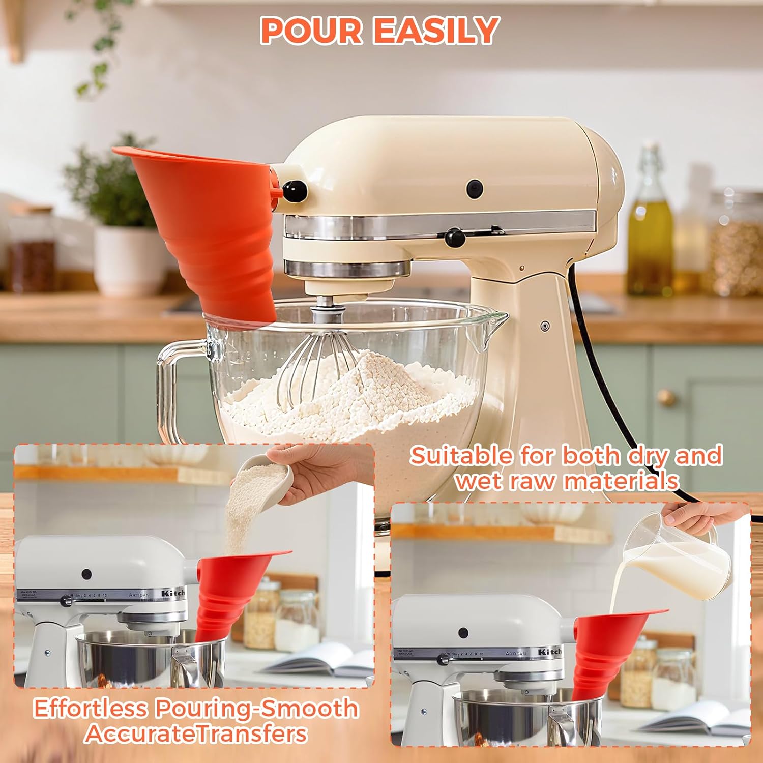 Funil de Silicone Grau Aliment - Kitchen Aid Baking Mixer avaliação e preço