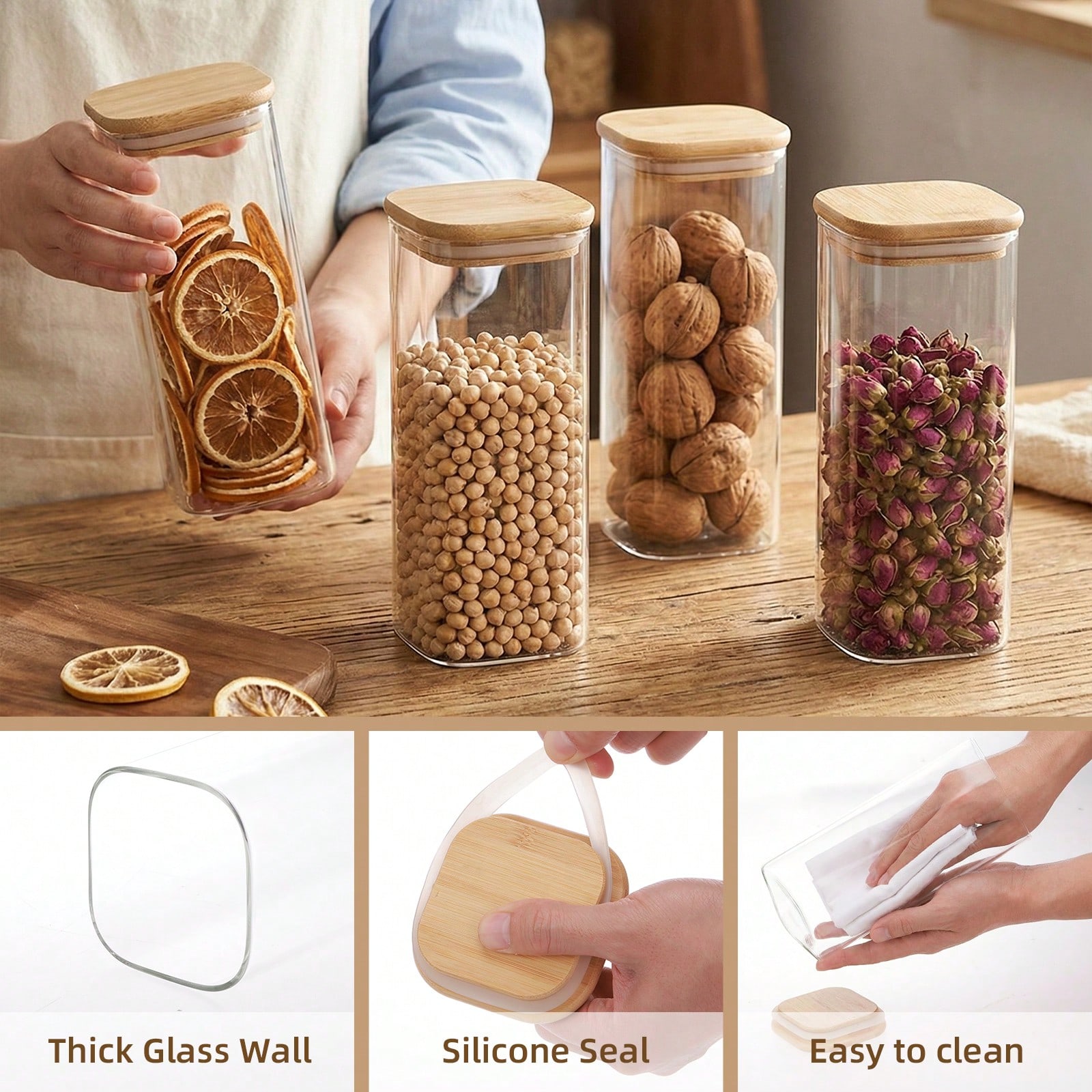 6 recipientes de vidro com tam - Kitchen Baking Pantry avaliação e preço
