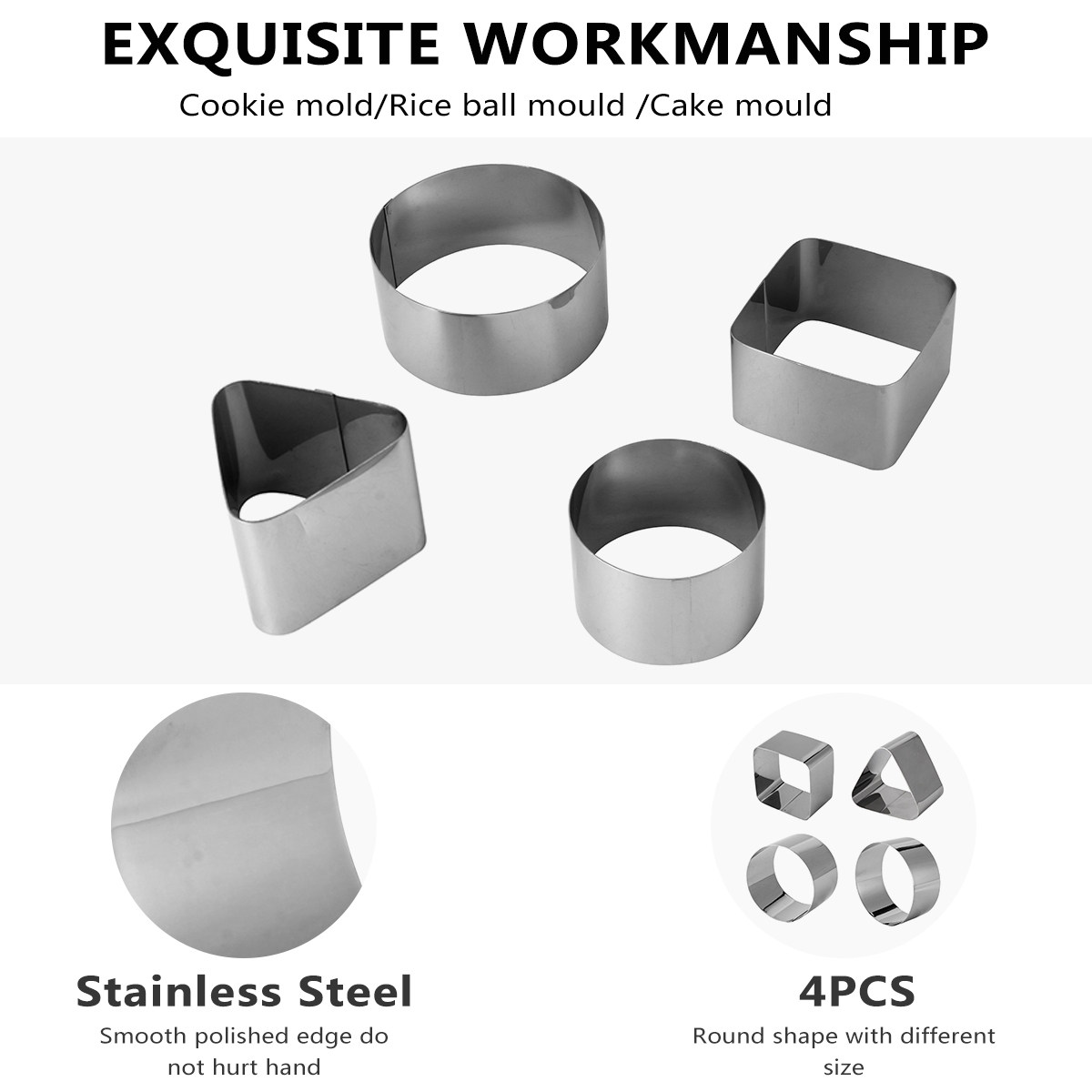 4 peças de moldes de aço inoxi - Kitchen Accessories For Baking avaliação e preço