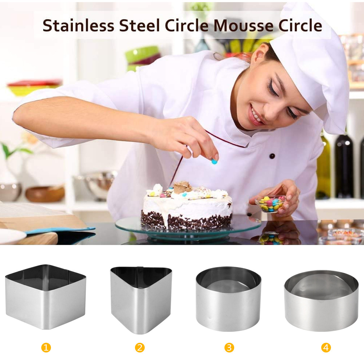 4 peças de moldes de aço inoxi - Kitchen Accessories For Baking avaliação e preço